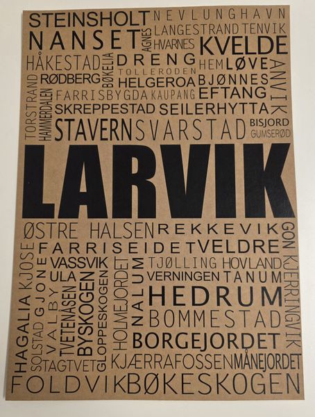 Plakat Larvik stedsnavn